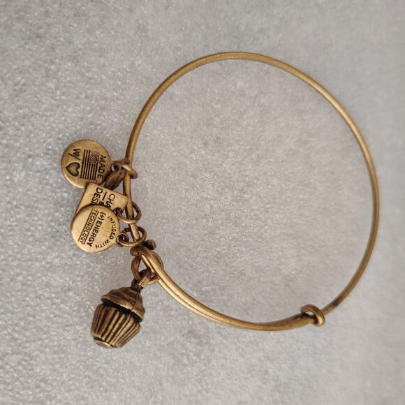 Alex and Ani Cupcake Gold Charm Bracelet Bangle 164 - Picture 1 of 2